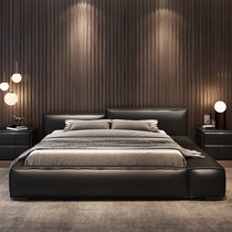 Nordic Light Lavish Genuine Leather Headboard Cow Leather Master Bedroom Tatami Mesh Red Wedding Bed Modern Simplicity About 1 8 m Double Bed