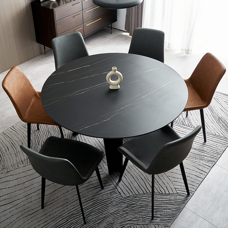 Nordic Light Lavish Rockboard Dining Table And Chairs Group of the family with modern minimalist dining room Dining Table Mood minimalist Small-to-round table