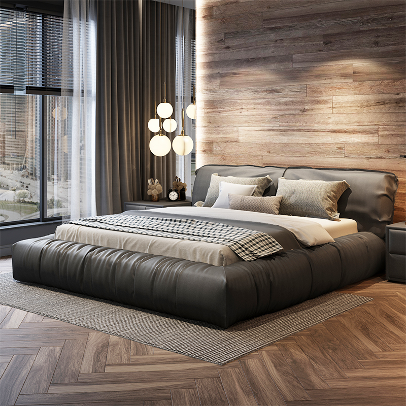 Nordic light luxury wash-free technology fabric bed master bedroom double bed Italian tatami double bed modern minimalist internet celebrity bed
