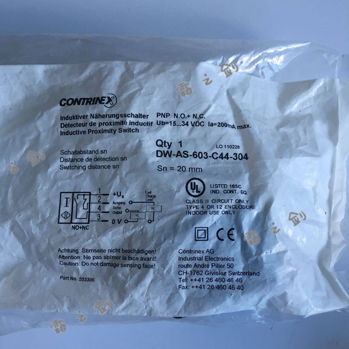 New original CONTRINE Kerui square proximity switch DW-AS-603-C44-304 spot 553306