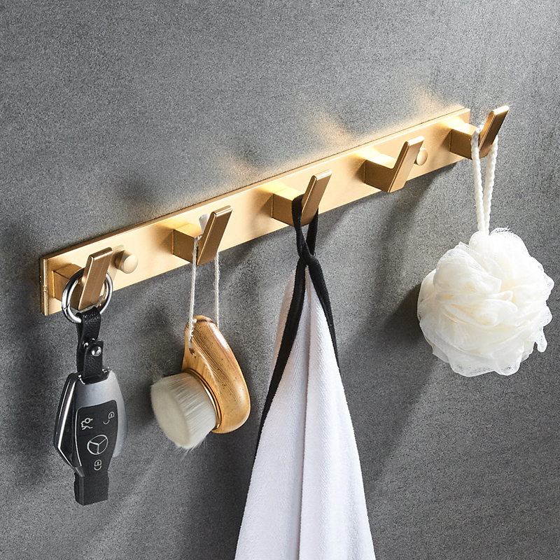 Gold coat hook Nordic wall bathroom powder room towel hook wardrobe door rear coat hook row hook free punch