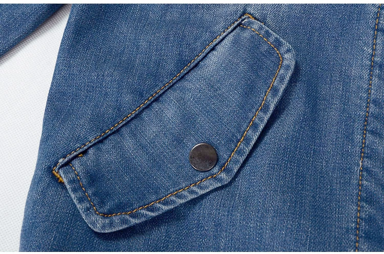 Áo khoác nam mùa thu ngắn mỏng mỏng cổ áo denim