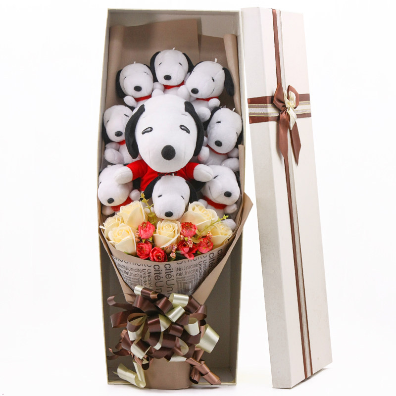 Doll Bouquet Cartoon Bouquet SNOOPY Snoopy Puppy Bouquet Gift Box Creative Gift for Female Birthday