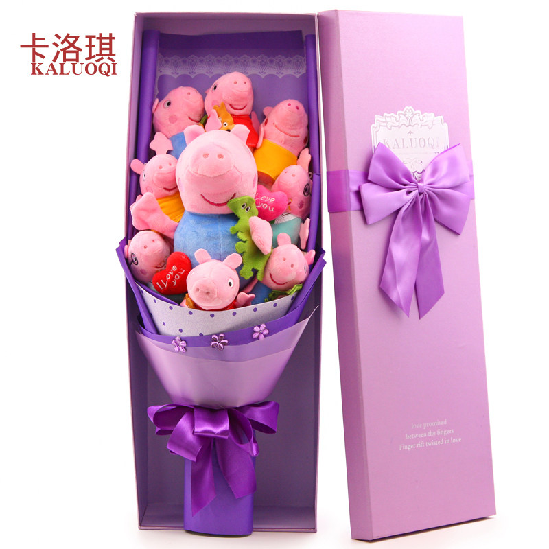 Cartoon flower peppa pig bouquet simulation rose to send girlfriend wife classmate special creative birthday gift