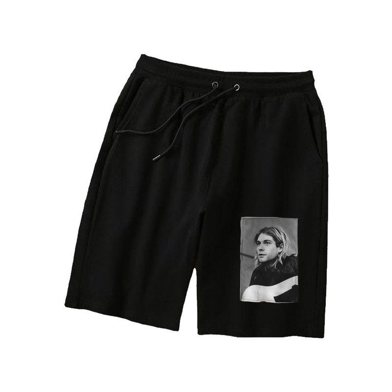 Nirvana Band Punk Style Kurt Cobain Rock Patch Print Unisex Shorts Terry Summer Drawstring Elastic Waist Pants Nirvana Band Punk Style Kurt Cobain Rock Patch Print Unisex Shorts Terry Summer Drawstring Elastic Waist Pants