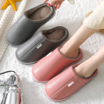 Puskin slippers female home thick bottom Winter Moon postpartum indoor household couple spring and autumn mens fur slippers men