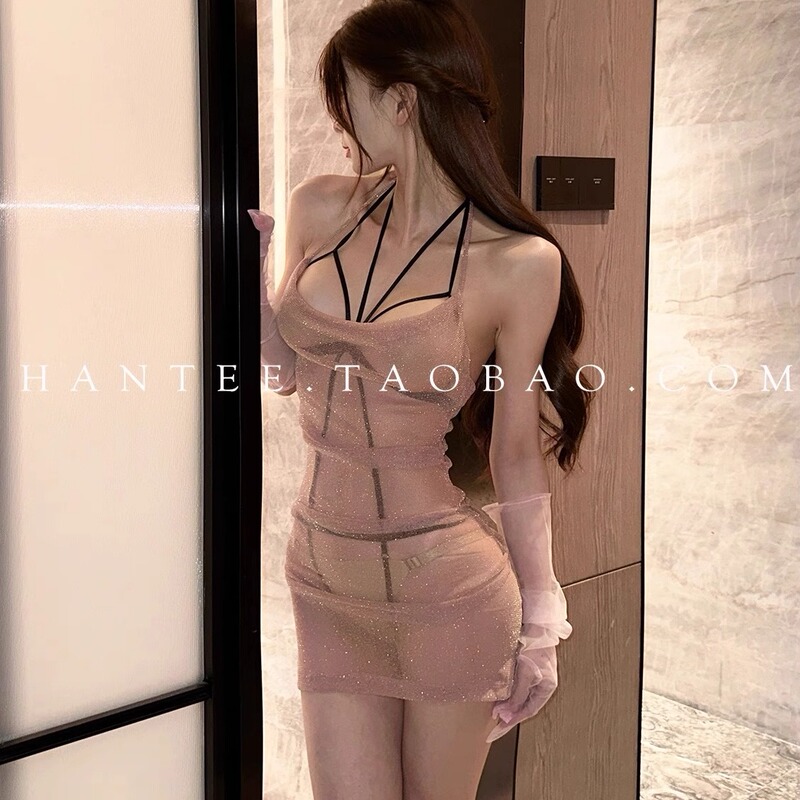 Stunneru Sexy Nightgown for Women, Mesh See-Through Deep V Strap Pure Desire Slim Fit Seductive Hip-Hugging Dress 2025 New Model Stunneru Sexy Nightgown for Women, Mesh See-Through Deep V Strap Pure Desire Slim Fit Seductive Hip-Hugging Dress 2025 New Model