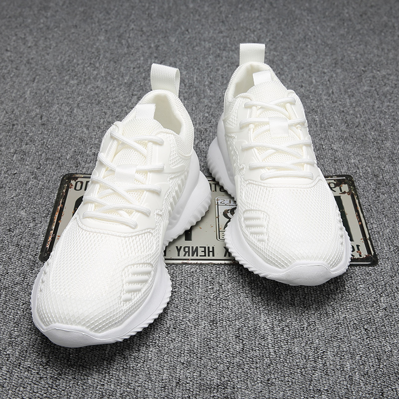 2025 New White Sneakers for Men, Spring Breathable Lightweight Versatile Trendy Men's White Shoes, Fly-Knit Men's Mesh Shoes