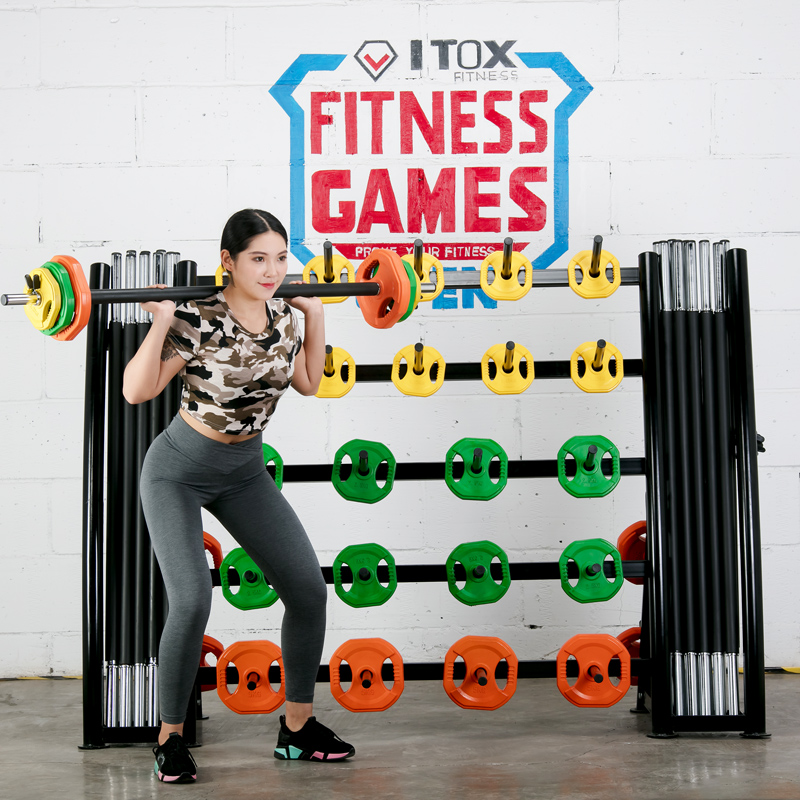 Barbell rack Exercise room storage rack Gym women's jump exercise small barbell rack Straight rod hand grab piece color barbell piece rack
