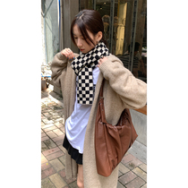 Red Peoples Pavilion Chessboard Lattice Scarves women Autumn Winter 2022 new Korean version 100 hitch student warm surrounding neck and neck-and-neck