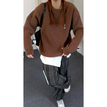 Red Peoples Pavilion sweater womens autumn winter 2022 new Lazy Wind Fashion Blouse Design Sensation Little crowdsourced Knitted Cardigan