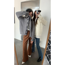 Red Peoples Pavilion sweater jacket cardigan for womens autumn and winter new 2022 exploits Lazy Blouse Design Sensation Little Crowdknit Cardigan