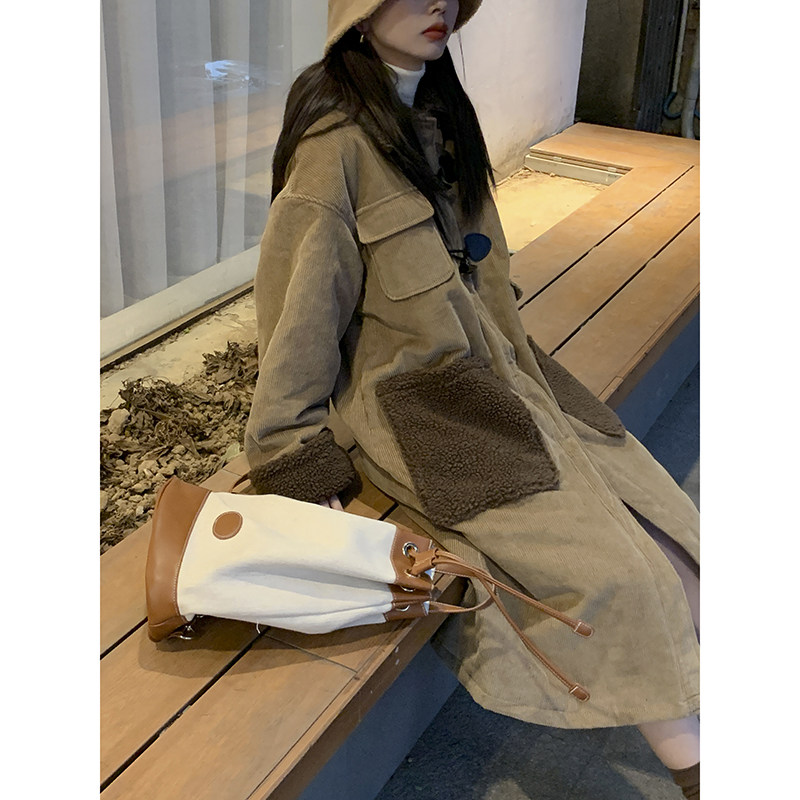 Red Man Pavilion cotton clot cotton clothes Girl 2022 New wave bursting with long winter cotton padded jacket Wool Jacket
