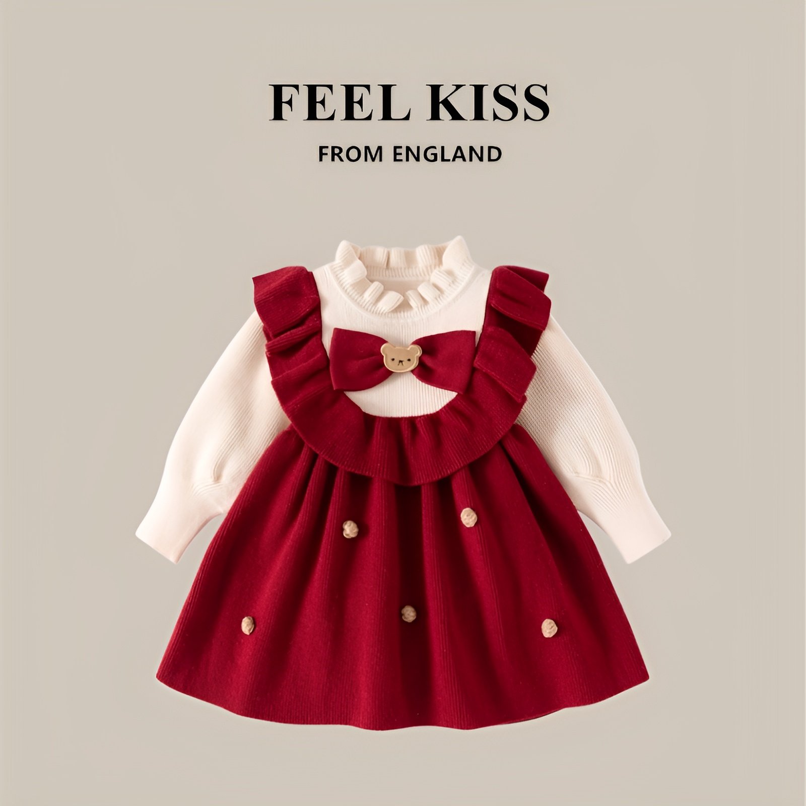 Британское платье для девочек Feelkiss, весенне-осеннее платье 2026 года, новое платье для годовалых девочек, еженедельный банкет, детское платье принцессы на день рождения