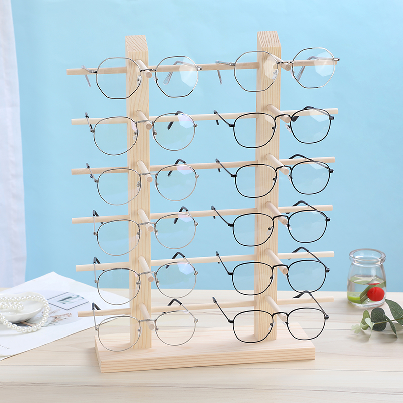 Upscale pine wood solid wood near view eye holder eye shop Show Shelf Log sunglasses Sunglasses Display Bracket Zi-Taobao