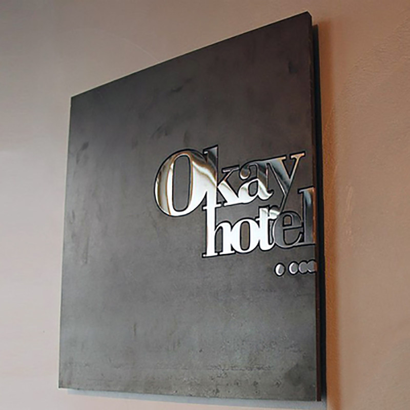 Personalized iron plate signboard inlaid stainless steel word company billboard design custom house number Bronze creative nameplate