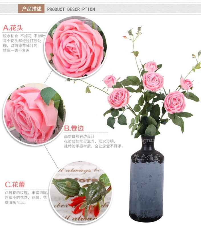 Hoa hồng siêu mô phỏng hydrating cảm giác hoa hồng Mô phỏng 2 hoa hồng Đầu trà cao cấp giả hoa hồng - Hoa nhân tạo / Cây / Trái cây cây giả trang trí phòng khách