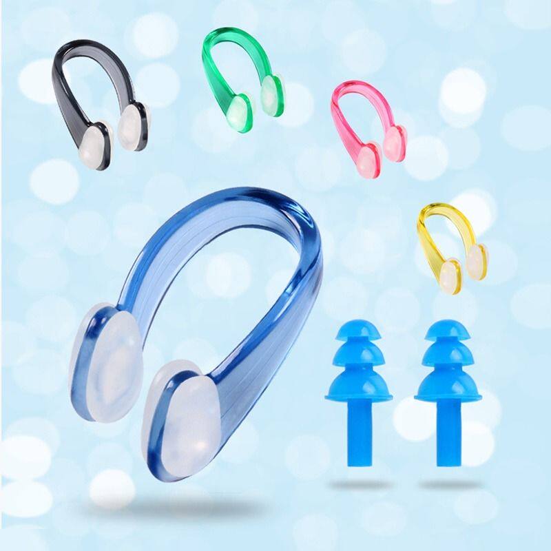 Swimming nose clip earplugs set professional anti-ear water ingress silicone earplugs adult children's nose clip anti-choking equipment