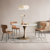 Nordic marble dining table round table negotiation table small apartment bronze meeting simple dining table and chair combination dining table