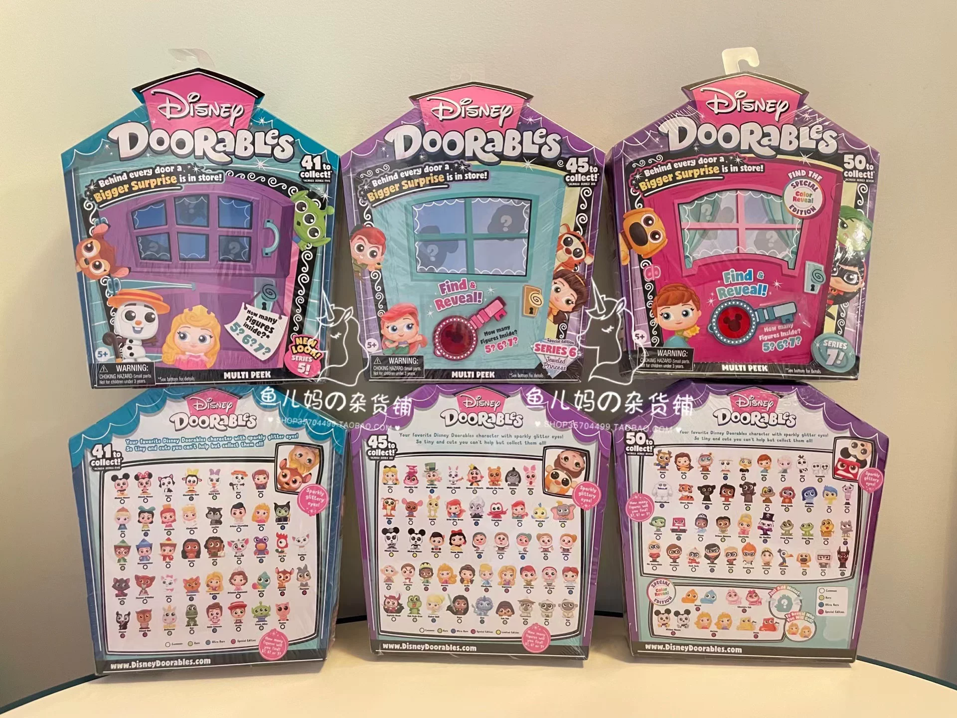 [Qing] Американский DISNEY Doorables Five -Старший персонаж Диснея открывающий дверь сложенный дом скрытая коробка игрушка