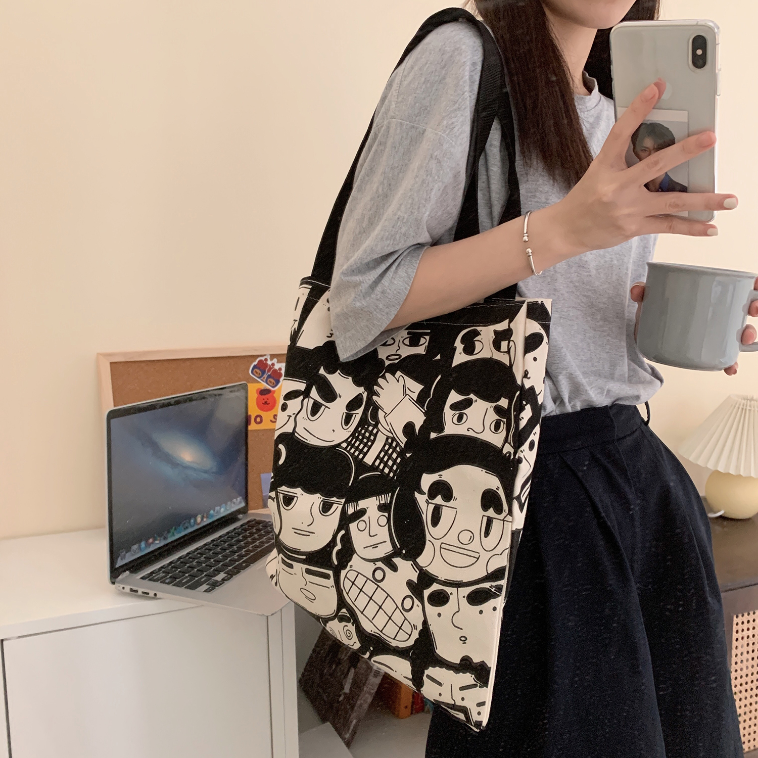 Help grocery shop large capacity linen bag environmentally friendly bag canvas bag carry out fashion handcuff bag bag