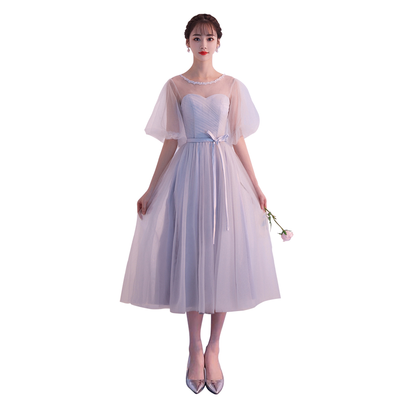 Thuê Bridesmaids 2020 mới mùa hè Bridesmaids Chị váy mật ong ăn mặc Grey Mid-Chiều dài Graduation ăn mặc