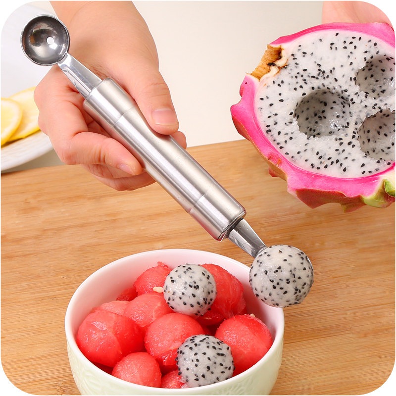 Fruit Digger Fruit Ball Dig Spoon Fruit Carving Flower Knife Digger Watermelon Fruit Dig Spoon Stainless Steel Double Head