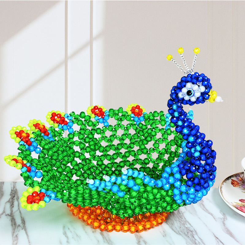 DIY Handmade Beading Creative Peacock Fruit Plate Material Kit Loose Beads Woven Fruit Plate Storage Ornament Accessories
