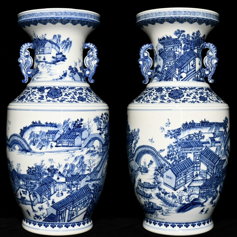 古玩古瓷器大清乾隆年制青花黄釉盘龙天球瓶-淘宝Taobao | 天猫Tmall