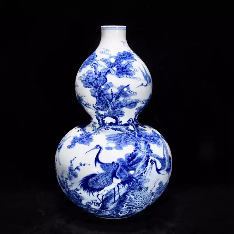 古玩古瓷器大清乾隆年制青花加彩海水龙纹天球瓶-淘宝Taobao | 天猫Tmall