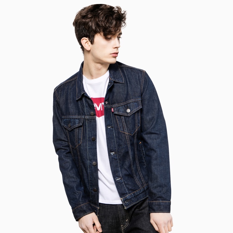 Levi's Genuine Store Same Style Pure Cotton Lapel Denim Biker Jacket for Men 72334-0147
