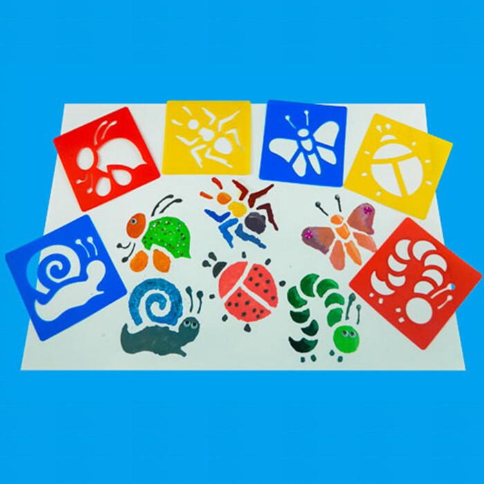 Kindergarten Children's Fine Art Painting Graffiti Toy DIY Handmade Drawing Tool Insect Hollowed-out Stencil 6 sheets