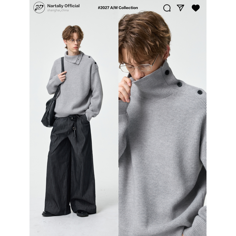 Nartaliy Starburst Code Cleanfit Design Special Turtleneck Sweater for Men, Autumn and Winter Lazy Style Knitwear Nartaliy Starburst Code Cleanfit Design Special Turtleneck Sweater for Men, Autumn and Winter Lazy Style Knitwear