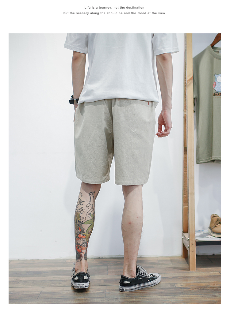 GBOY ánh sáng mùa hè và cotton thoáng khí và linen quần short nam Nhật Bản thanh niên rắn màu rửa quần bãi biển quần lỏng lẻo quần ngố nam