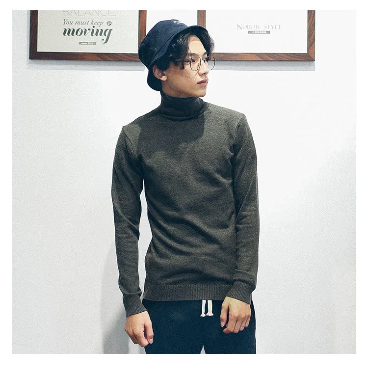 GBOY mùa đông Nhật Bản màu rắn áo len cao cổ mỏng xu hướng nam thanh niên chạm đáy áo len rửa áo len giản dị áo đẹp