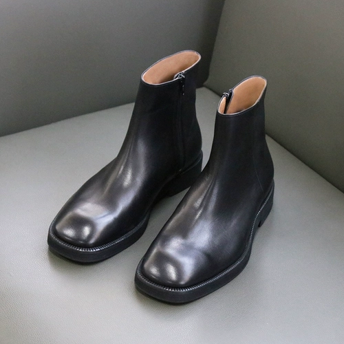Martens, мужские трендовые короткие сапоги, высокие сапоги в английском стиле с квадратным носком, повседневные туфли, челси, ботинки, из натуральной кожи