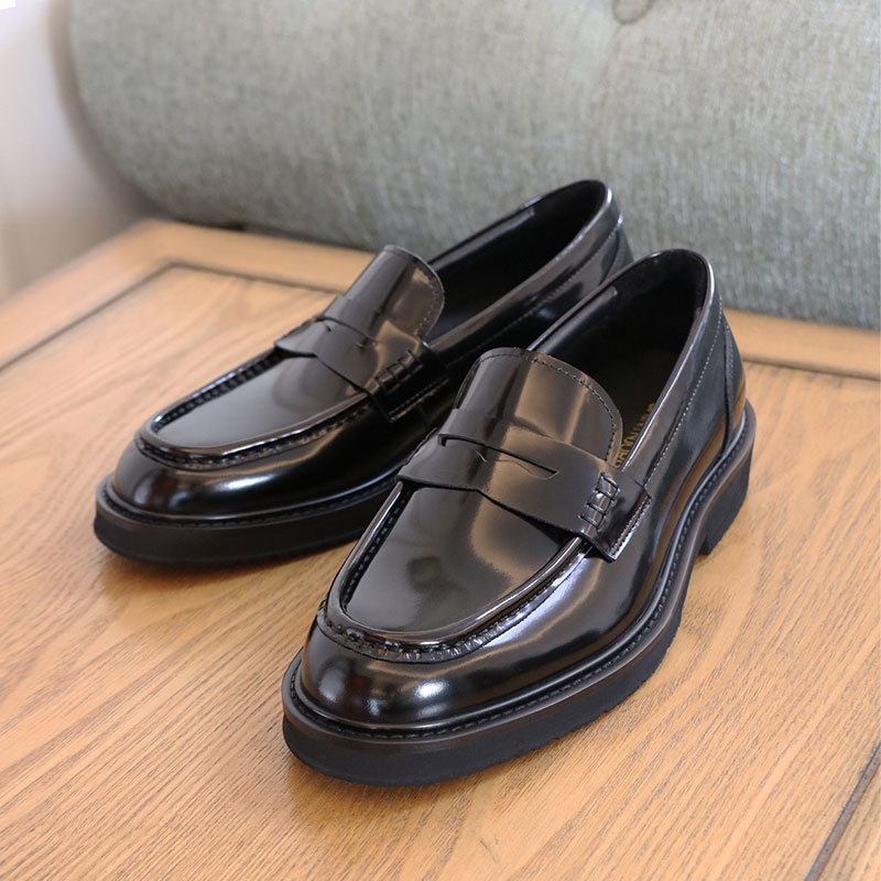 You100 British Style Slip-On Shiny Leather Business Casual Shoes Men's Lazy Penny Loafers Thick Sole You100 British Style Slip-On Shiny Leather Business Casual Shoes Men's Lazy Penny Loafers Thick Sole