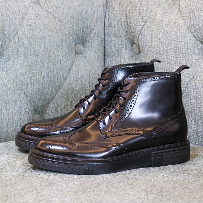 Superior 100 Inn Wind Painted Leather Martin Bullock High cylinder Carved Flowers Men Business Casual Leather Leather Boots