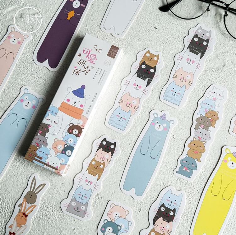 Body Wash Lovely Institute Boxed Bookmarking Cute Cute Cute Cartoon Small Animal Bookmark Message Card 30 Zhang in