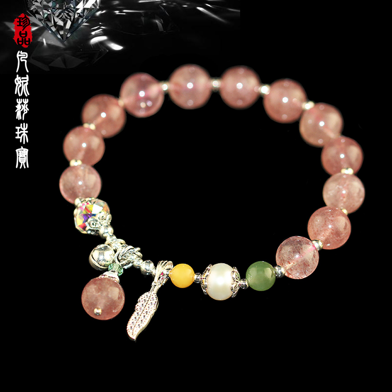 Vanessa DIY Versatile Fashion Natural Strawberry Crystal Mickey Mouse Bracelet Bracelet S925 Silver B11