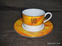 Nestlé coffee plate coffee cup set 2004 Golden Year of the Monkey limited edition plate diameter about 15 5CM