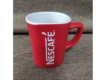 Nestlé coffee cup porcelain cup a red version the height of the cup is about 9CM the diameter is about 8CM Chinese red