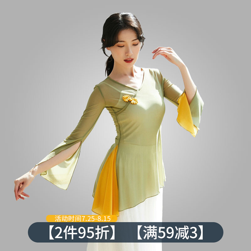Modern Dance Film Dance Show Costume Chinese Dance Course Classical Nation Colored Top Woman Artistic Dressing