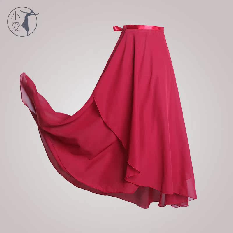 Half-length ballet dance skirt gymnastics training clothes teacher skirt body free adjustment chiffon black silk sense adult female