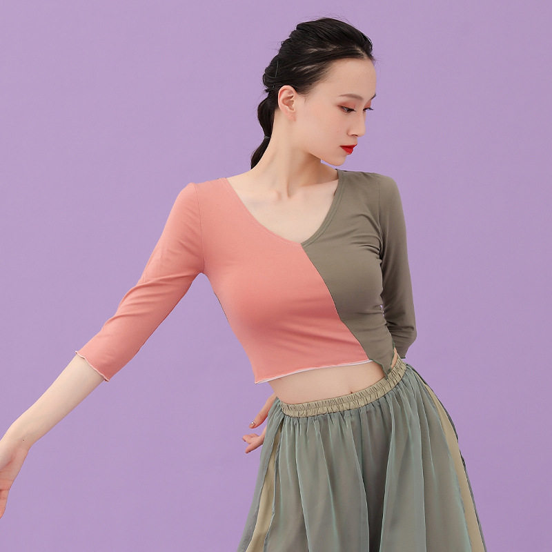 Modern dance clothing suit Chinese style classical dance summer high-end wide-leg skirt ancient costume Hanfu practice training