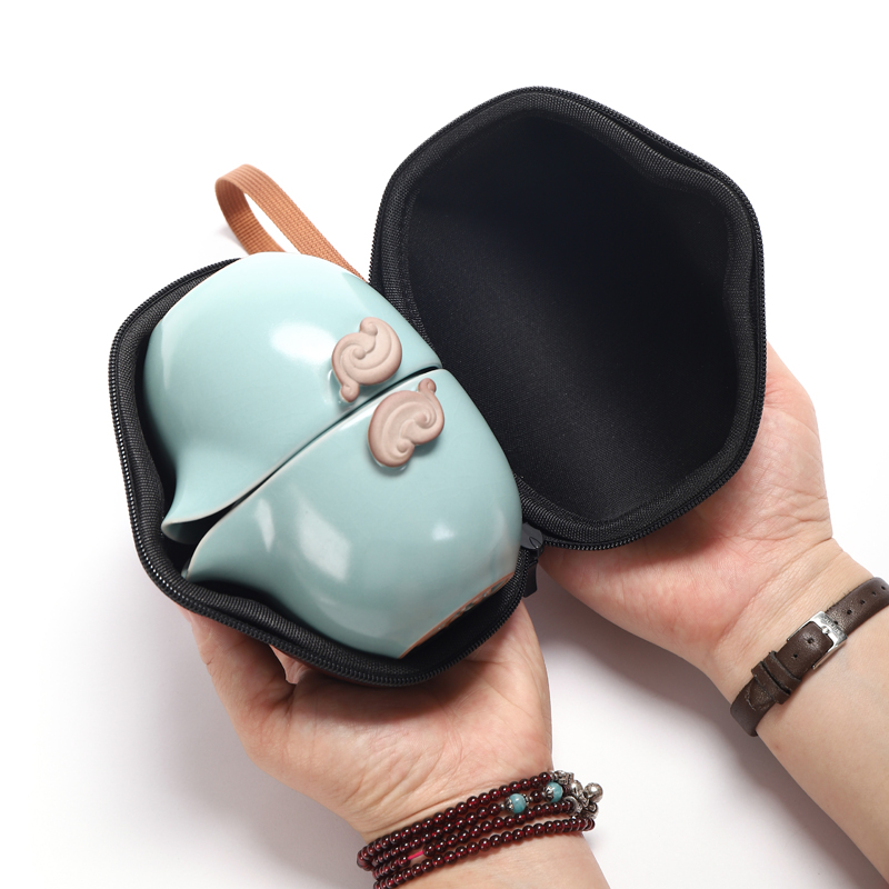 Ru Kiln Express Guest Cup A Pot Of Two Four Cups Portable Travel Ceramic Kutian Tea Furniture Set Group Home Office Teapot Tea Cup