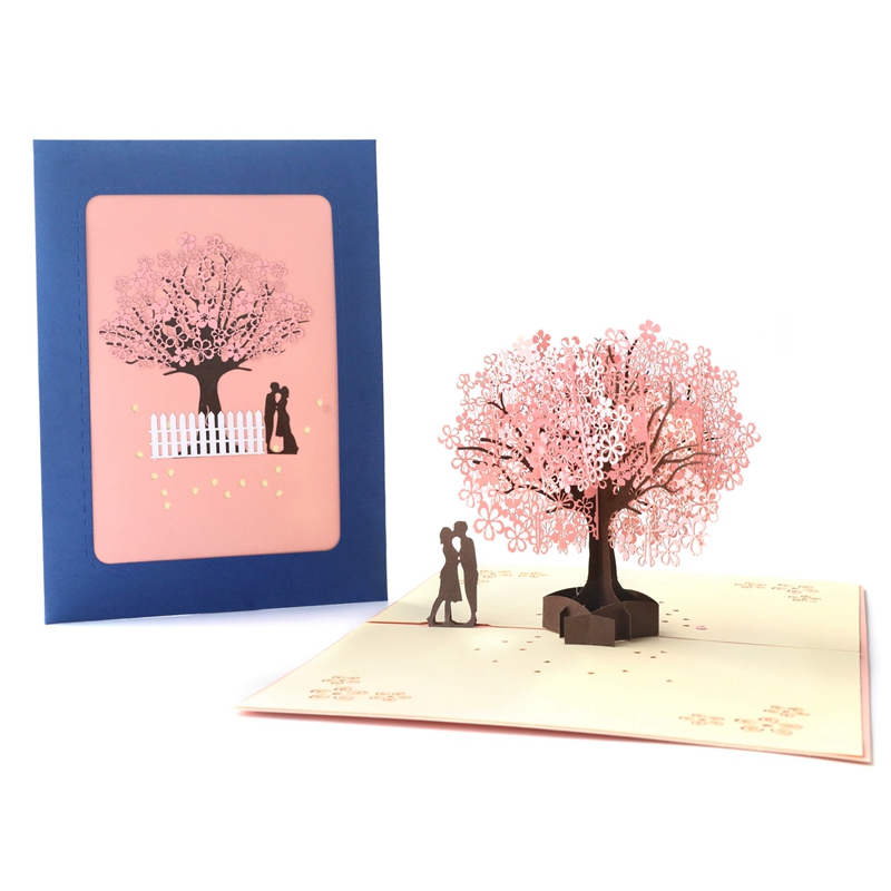 Lover three-dimensional greeting card Korean creative 3d paper carving man to send girlfriend gift Couple confession message small card customization