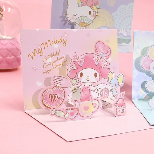 Sanrio, Hello Kitty, трехмерная складная открытка, детские карточки, DIY, 3D