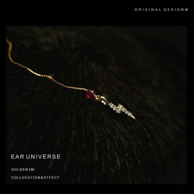 Ear Woo Independent Design Schwaro Crystal Hand For Earrings Lightning Snowflake Moon Star Manga 925 Pure Silver Ear Necklace