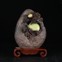 Shi Junzhai Qingtian stone carving ornaments boutique dragon egg stone landscape bright moon Pine photo carving collection gift